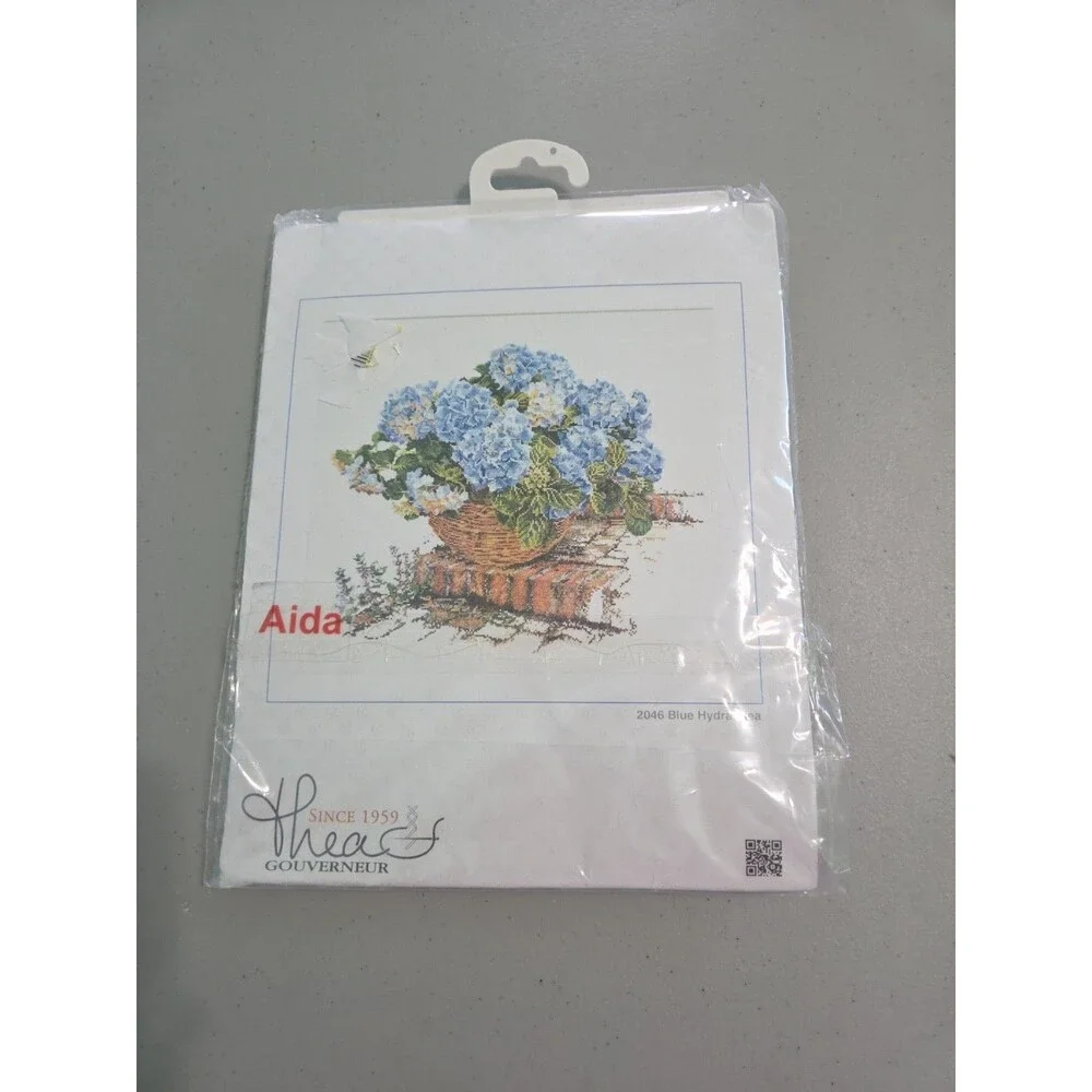 Blue Hydrangea... Counted Cross Stitch Kit by Thea Gouverneur. Size: 15.4